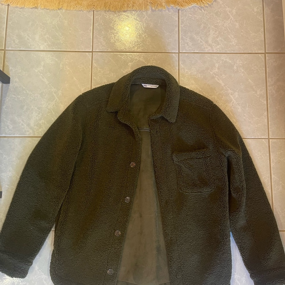 Men's Olive Green Sherpa Jacket